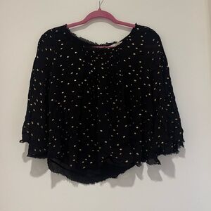 Black and Gold Polka Dot Anthropologie Blouse in Small